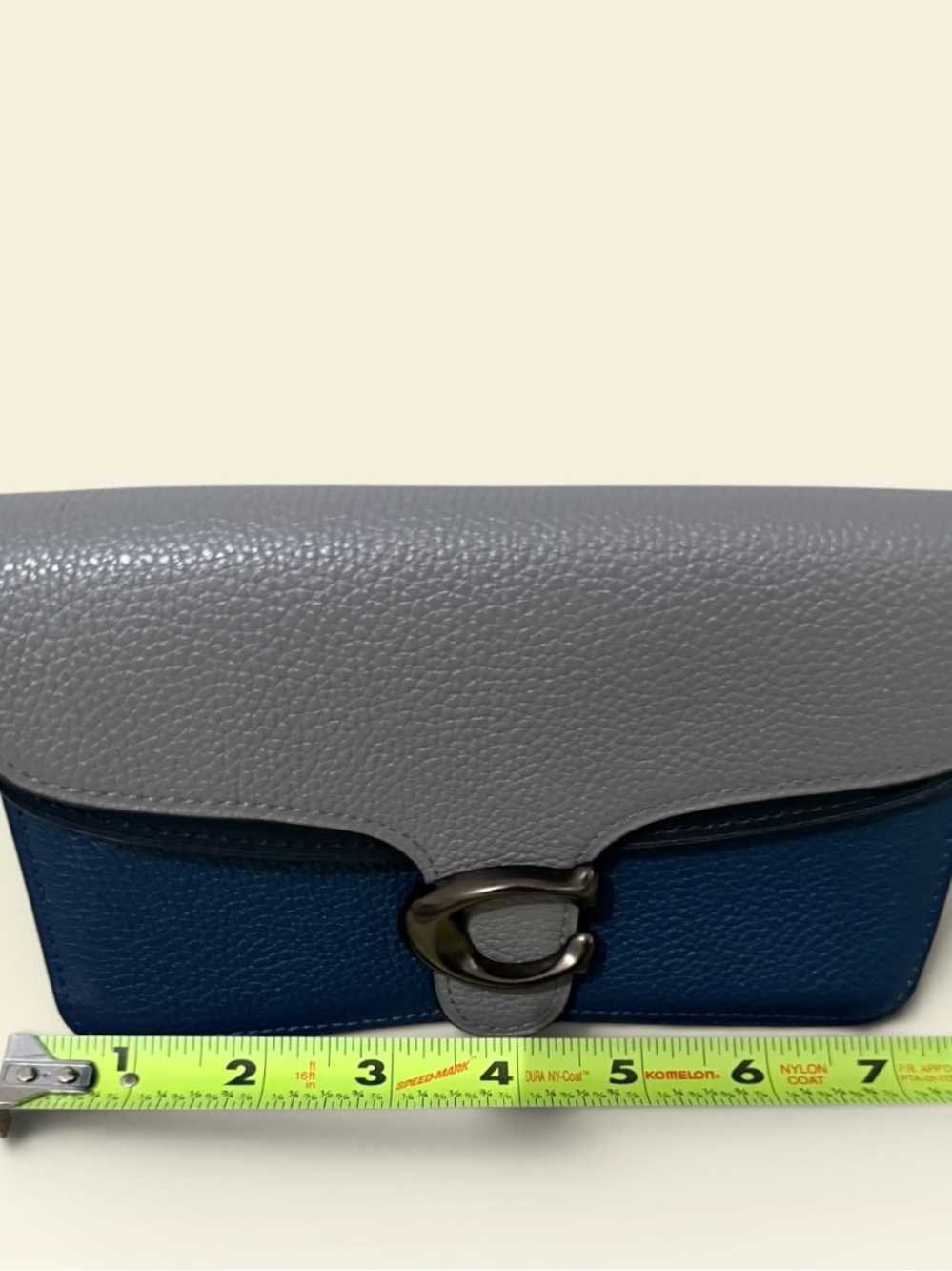 Coach Color Block Tabby Two-Tone Pebble Leather Crossbody in Gray and Navy - Picture 3 of 11